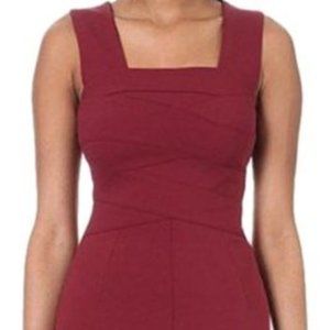 Karen Millen Plum Aubergine square Neckline Banded Fitted Pencil  dress